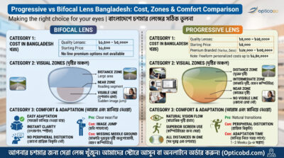 Progressive Vs Bifocal Lens Bangladesh Cost, Zones & Comfort Comparison