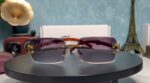10 Wenefang Rimless Rectangular Sunglasses Black