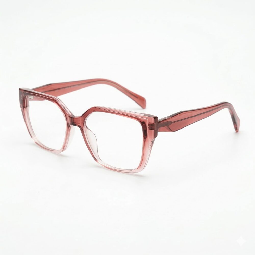 Gwendolyn Rectangle Pink Eyeglasses 1