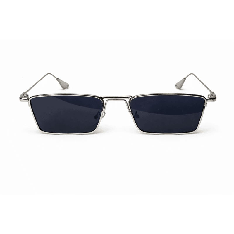 Metal Rectengular Unisex silver Sunglasses 1