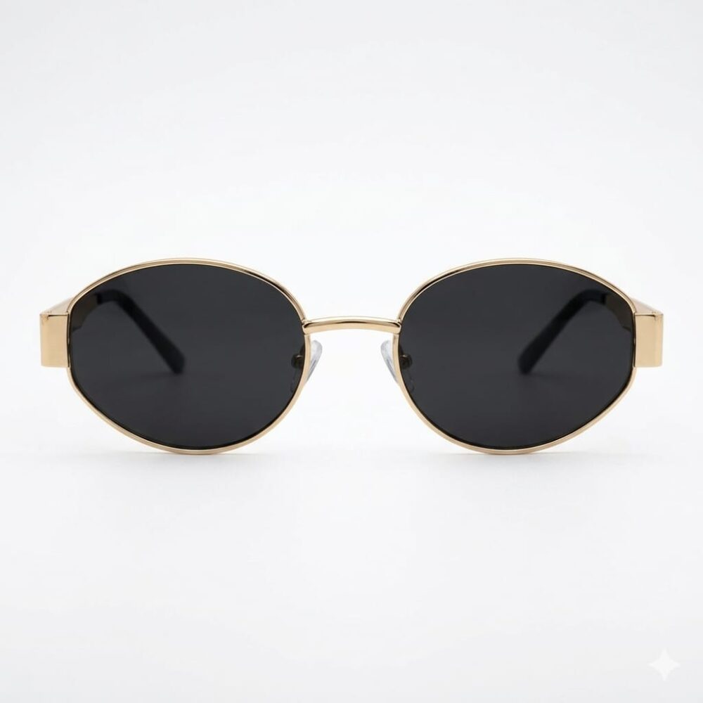 Retro Gold Oval Metal Sunglasses BD 2