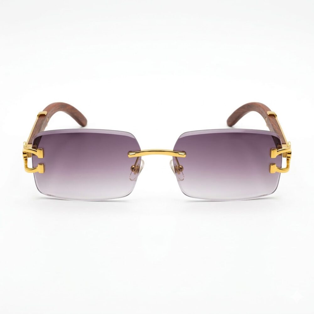 Wenefang Rimless Rectangular Eyeglasses Gold 2