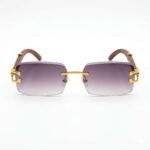 Wenefang Rimless Rectangular Eyeglasses Gold 2