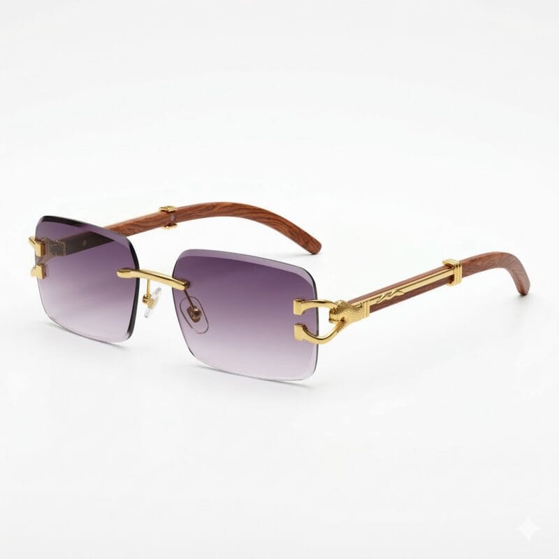 Wenefang Rimless Rectangular Eyeglasses Gold 3