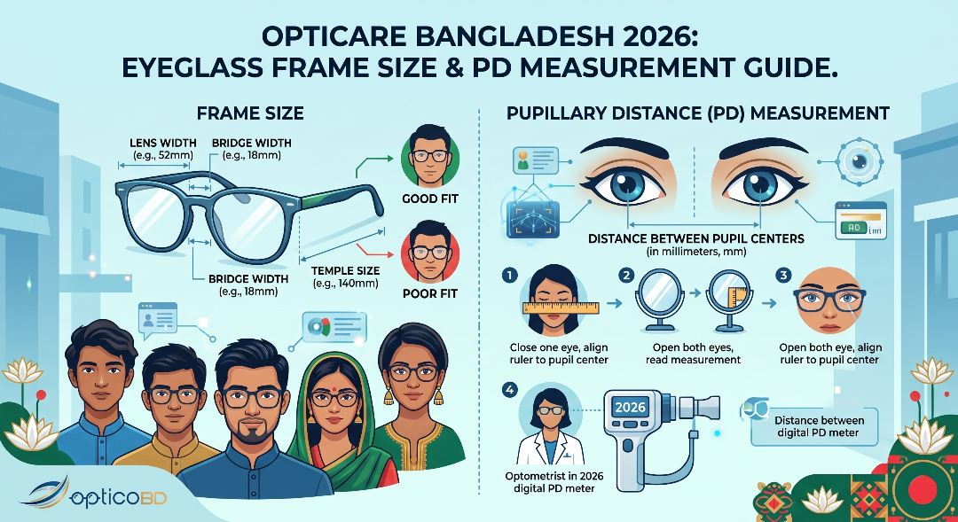 Eyeglass Frame Size & Pd Measurement Guide Bangladesh 2026