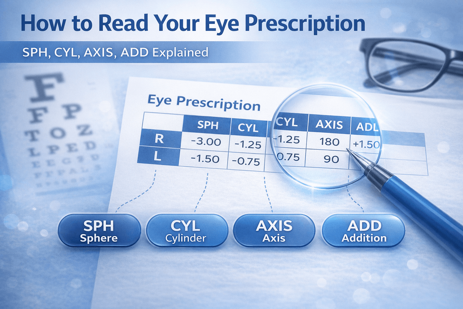 How to Read Your Eye Prescription — SPH CYL AXIS ADD Explained