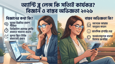 অ্যান্টি ব্লু লেন্স কি সত্যিই কার্যকর বিজ্ঞান ও বাস্তব অভিজ্ঞতা ২০২৬
