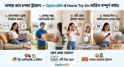 বাসায় বসে চশমা ট্রায়াল — OpticoBD র Home Try On সার্ভিস সম্পূর্ণ গাইড