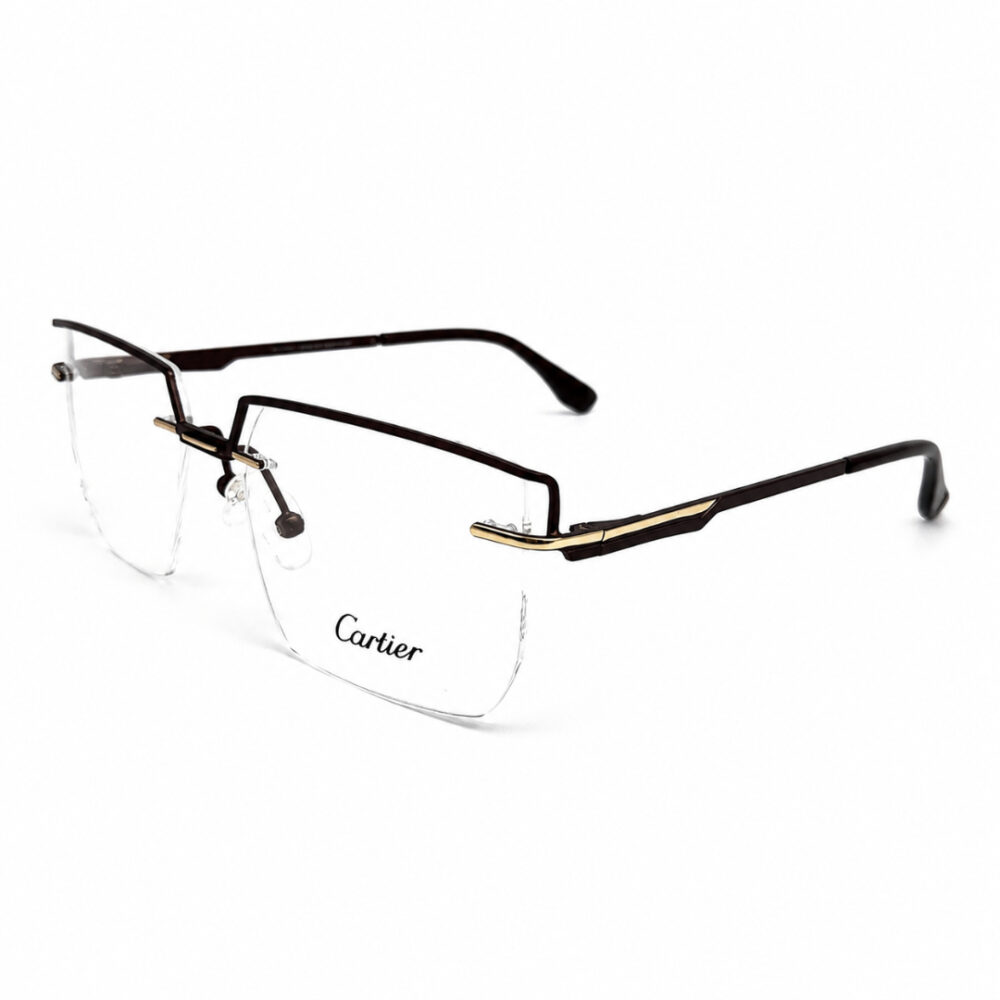 Cartier Oversized Brown Rimless Eyeglasses - 2