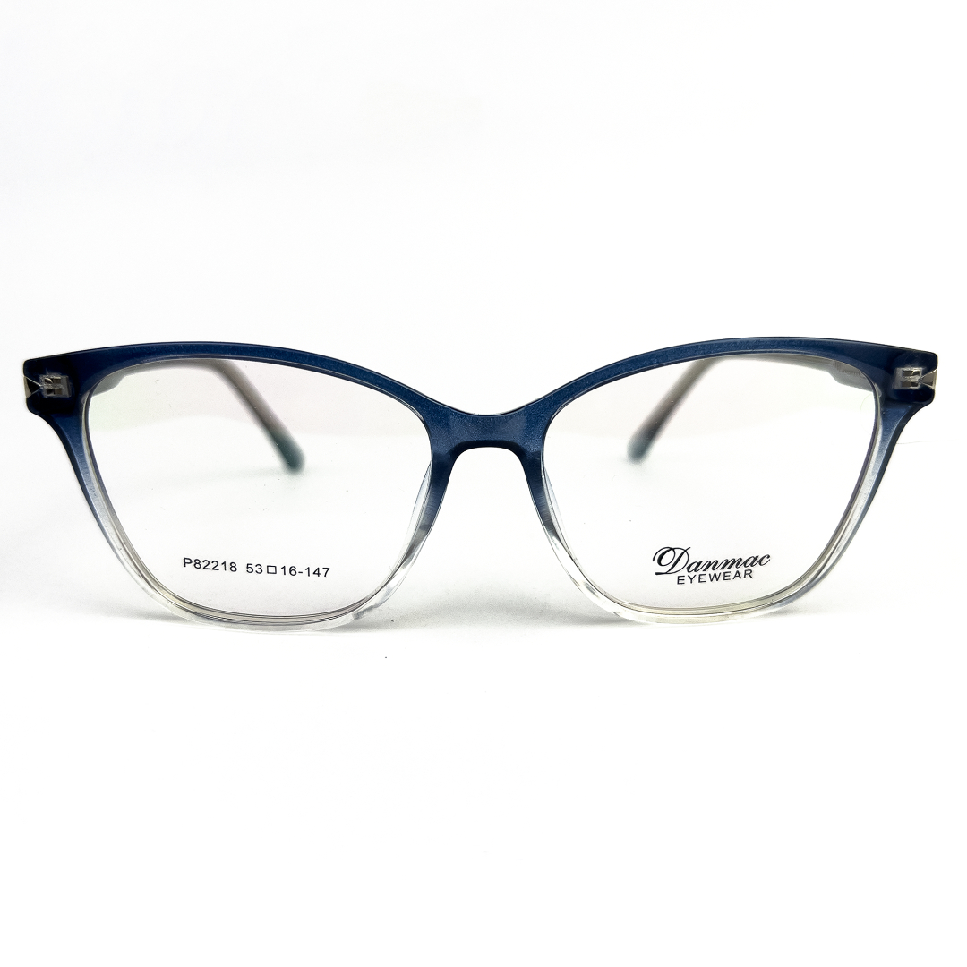 Danmac TR Ladies Oversized Blue Transparent Cat Eye Eyeglasses - 1 Danmac TR Ladies Oversized Blue Transparent Cat Eye Eyeglasses - 1