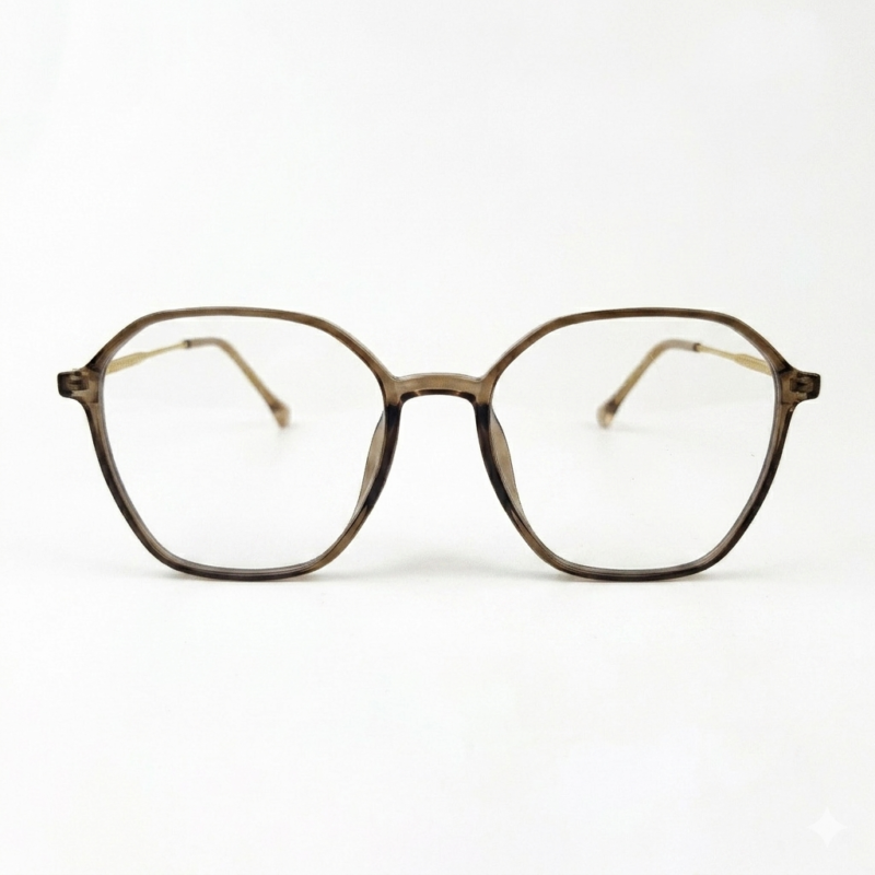 DuraFlex Hexagon Eyeglasses Brown DFHN10 - 1