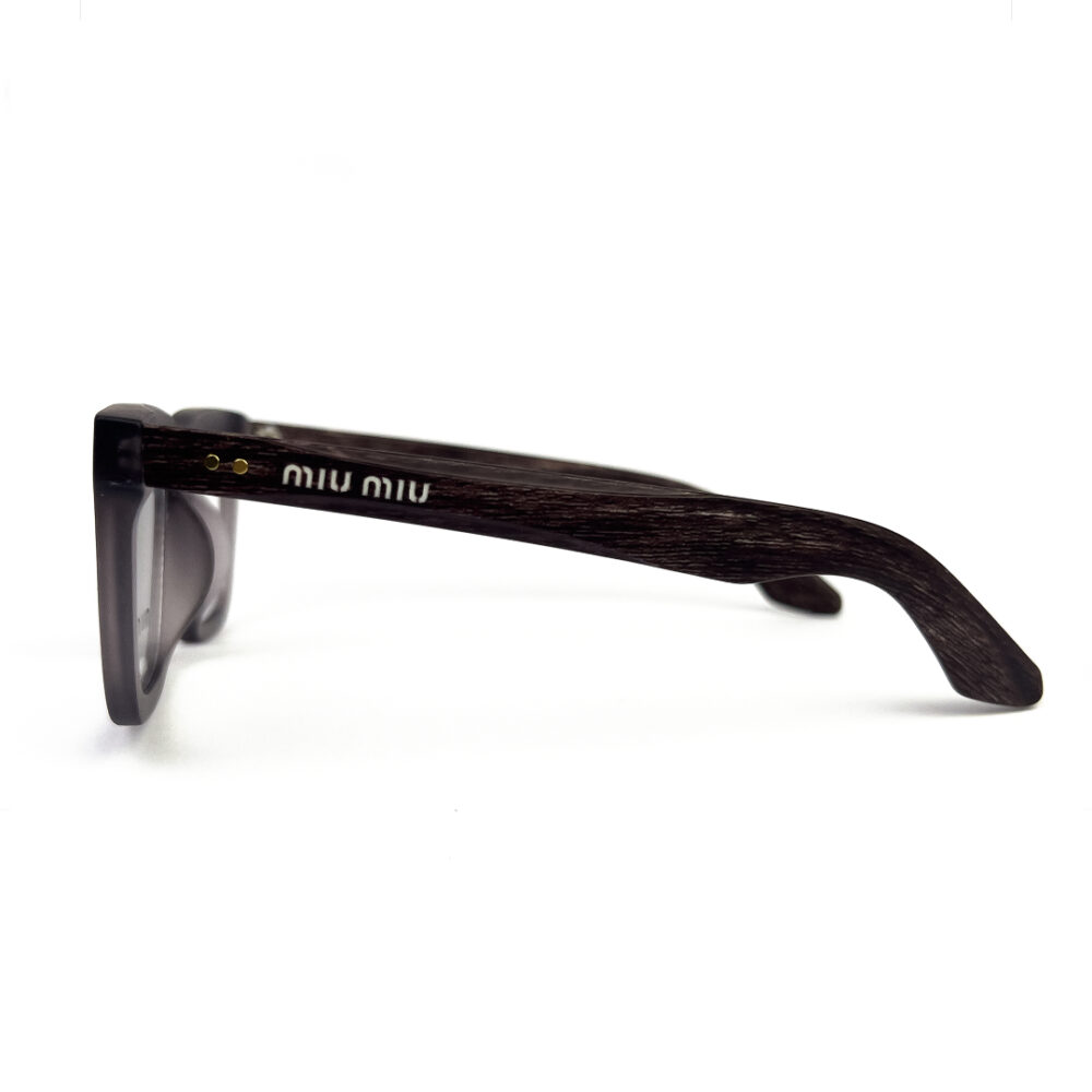 Miu Miu Frosted Grey Transparent Wood Texture Eyeglasses - 2