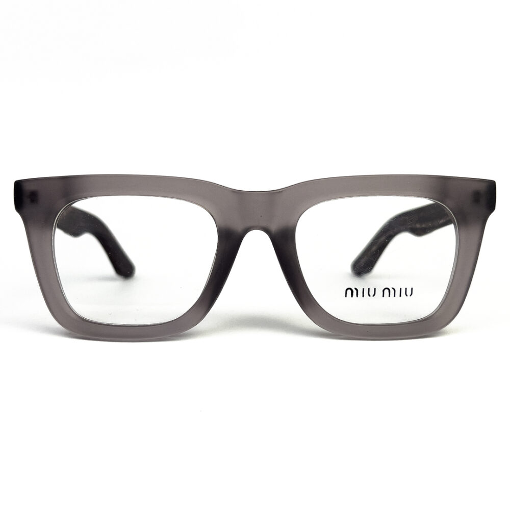 Miu Miu Frosted Grey Transparent Wood Texture Eyeglasses - 1