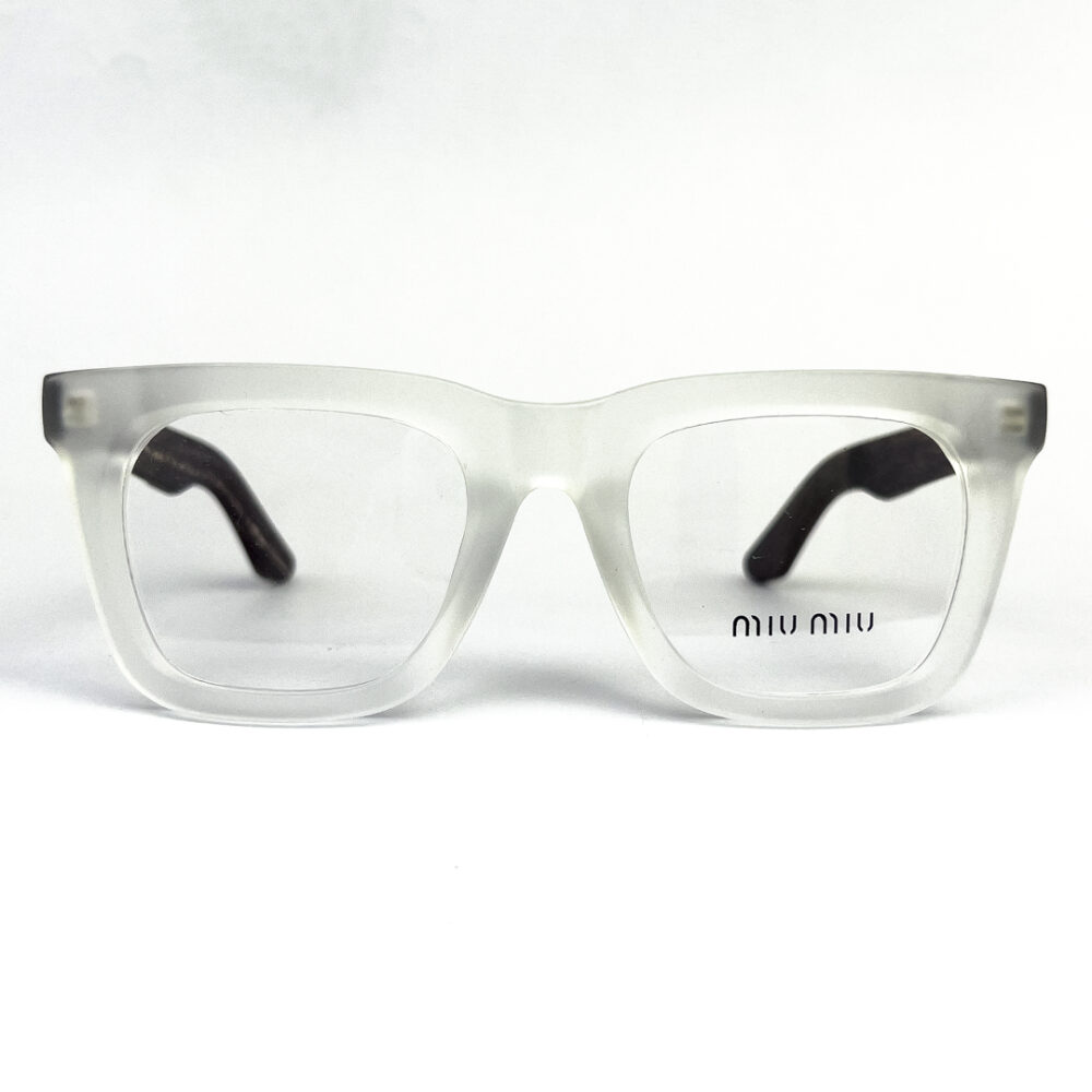 Miu Miu Frosted White Transparent Wood Texture Eyeglasses - 1