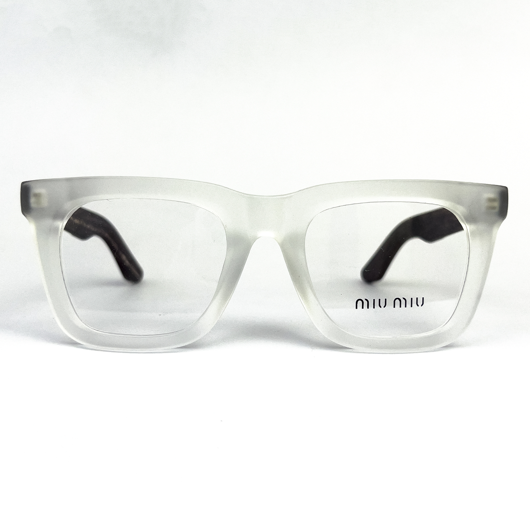 Miu Miu Frosted White Transparent Wood Texture Eyeglasses - 1 Miu Miu Frosted White Transparent Wood Texture Eyeglasses - 1