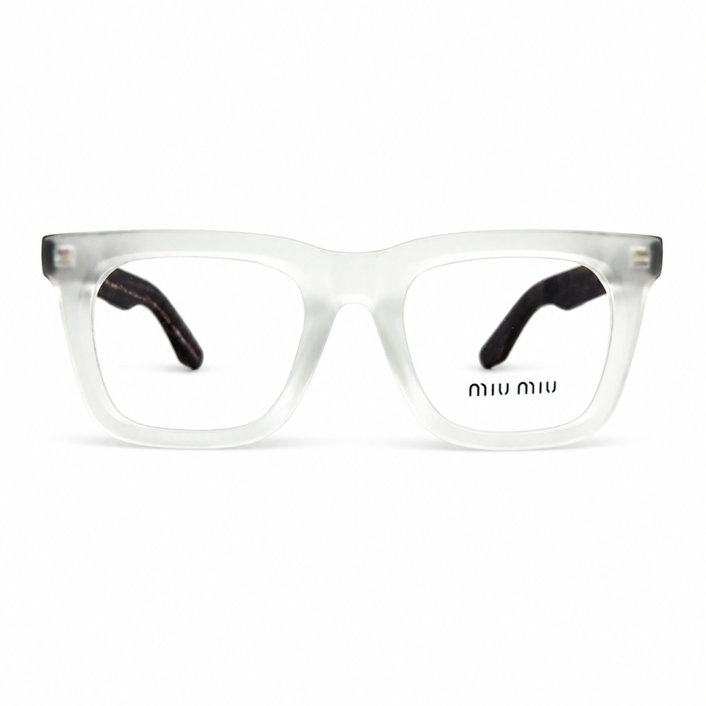 Miu Miu Frosted White Transparent Wood Texture Eyeglasses