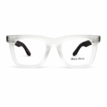 Miu Miu Frosted White Transparent Wood Texture Eyeglasses