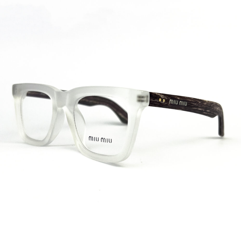 Miu Miu Frosted White Transparent Wood Texture Eyeglasses - 2