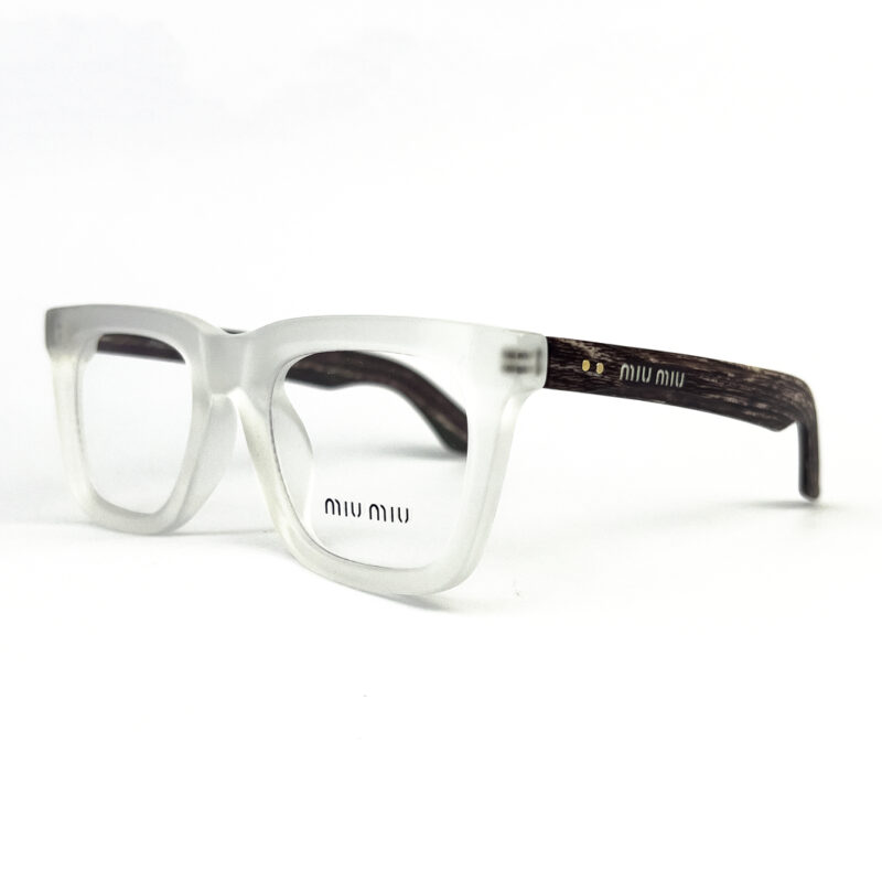 Miu Miu Frosted White Transparent Wood Texture Eyeglasses - 2