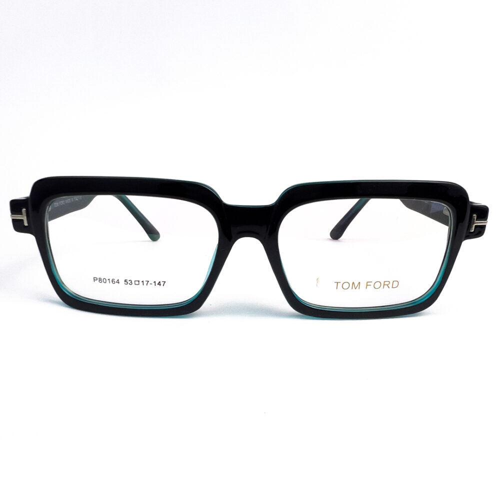 TomFord Teal Dual Tone Bold Rectangular Eyeglasses - 1