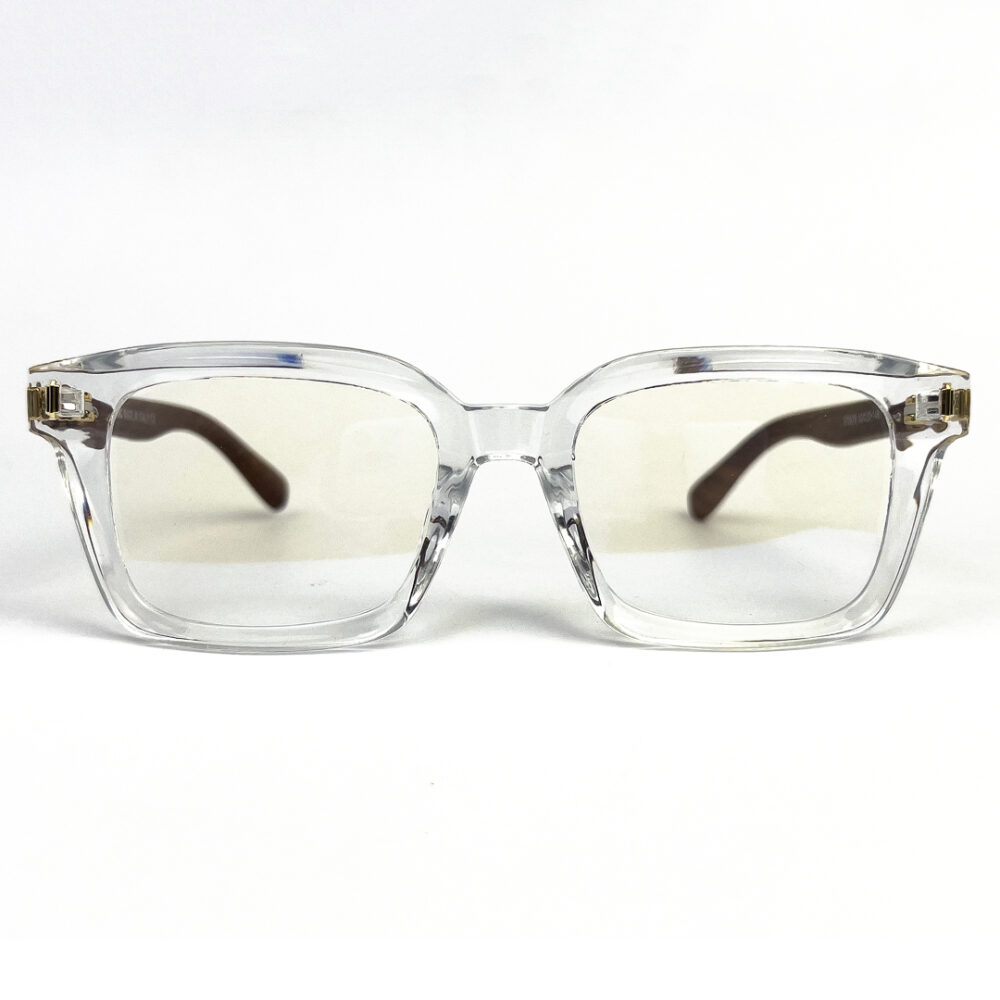 White Transparent Wood Bold Mont Blanc Eyeglasses - 1