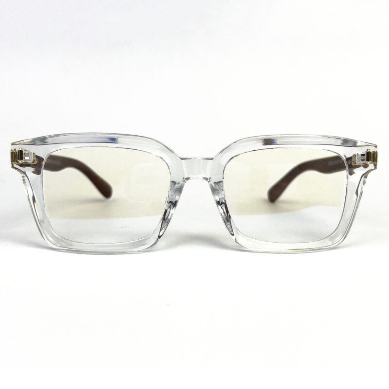 White Transparent Wood Bold Mont Blanc Eyeglasses - 1