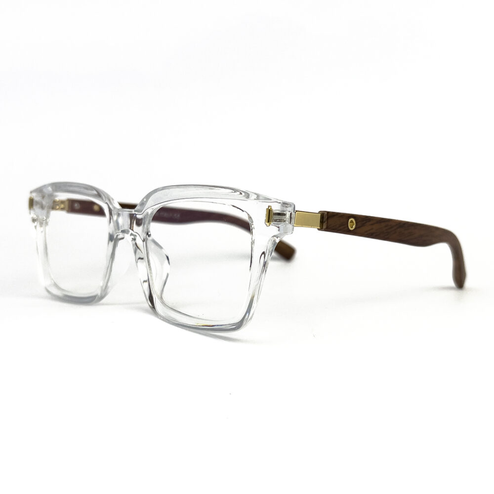 White Transparent Wood Bold Mont Blanc Eyeglasses - 2
