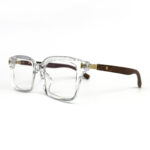 White Transparent Wood Bold Mont Blanc Eyeglasses - 2
