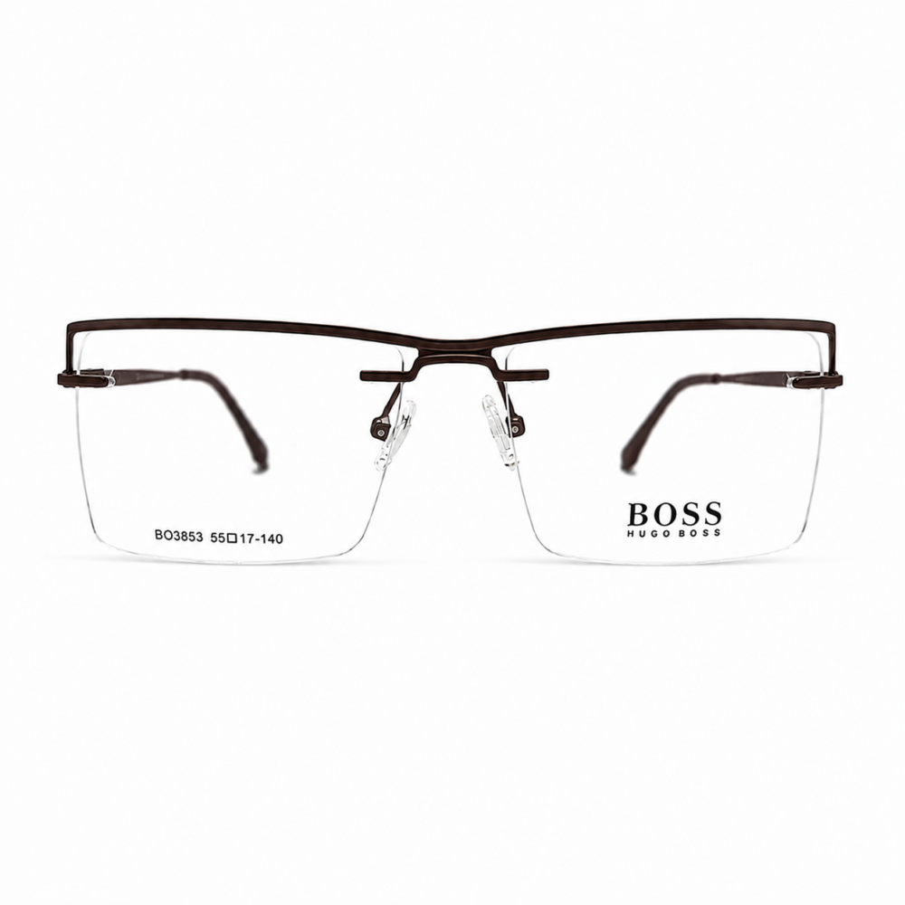 Boss Rectangular Brown Eyeglasses