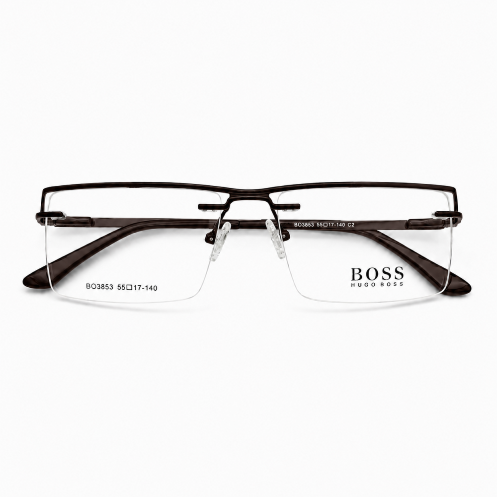 Rimless Glasses for Men in Bangladesh — Price & Style Guide 2026 16 Boss Rectangular Brown Eyeglasses 3