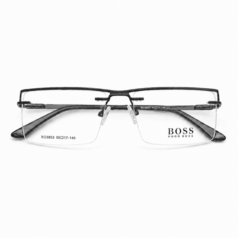 Boss Rectangular Gun Metal Eyeglasses (4)