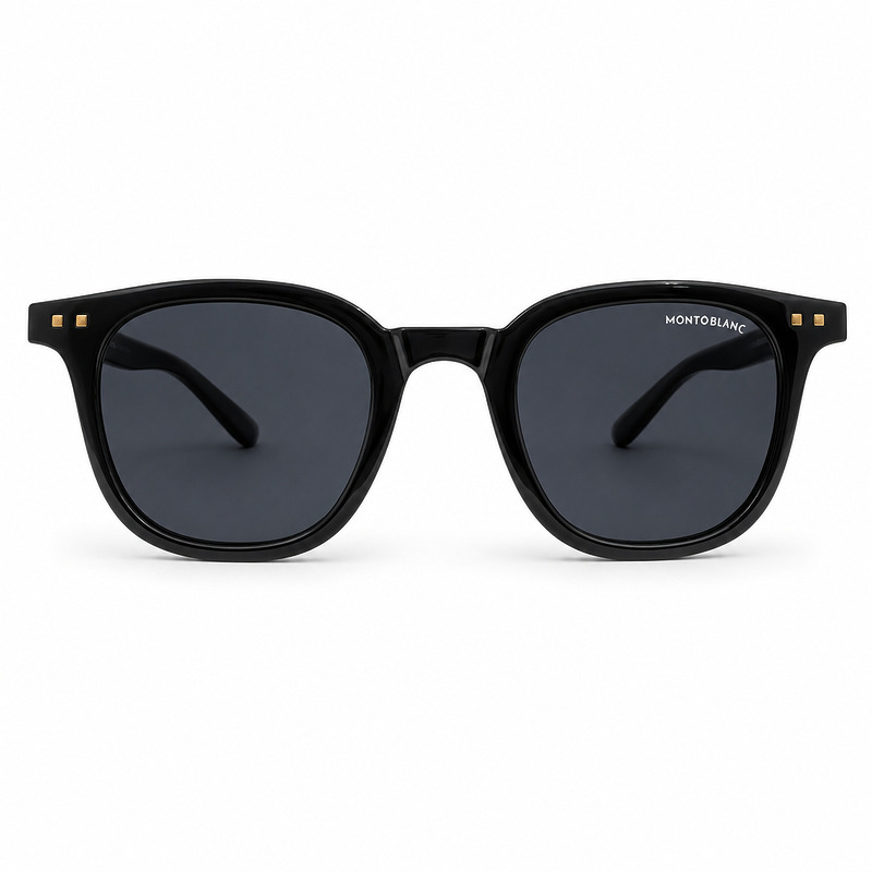 Montblance Glossy Black Wood Texture Sunglasses