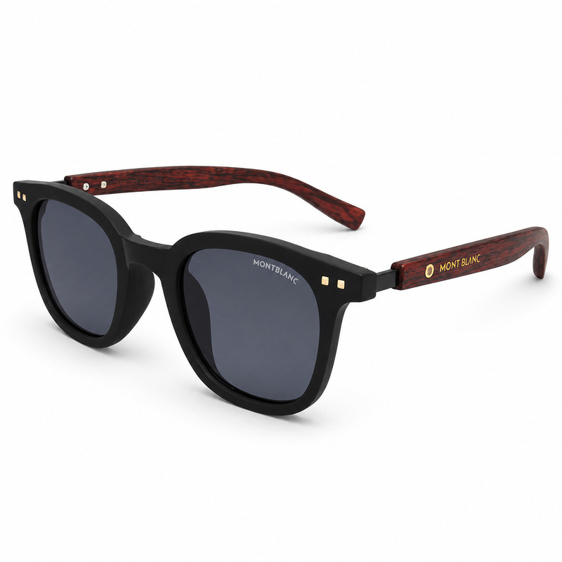 Montblance Matt Black Wood Texture Sunglasses (2)