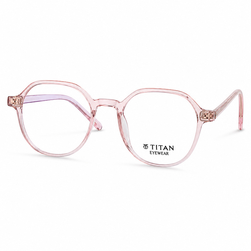 Round Transparent Pink Lightweight Eyeglasses (2)