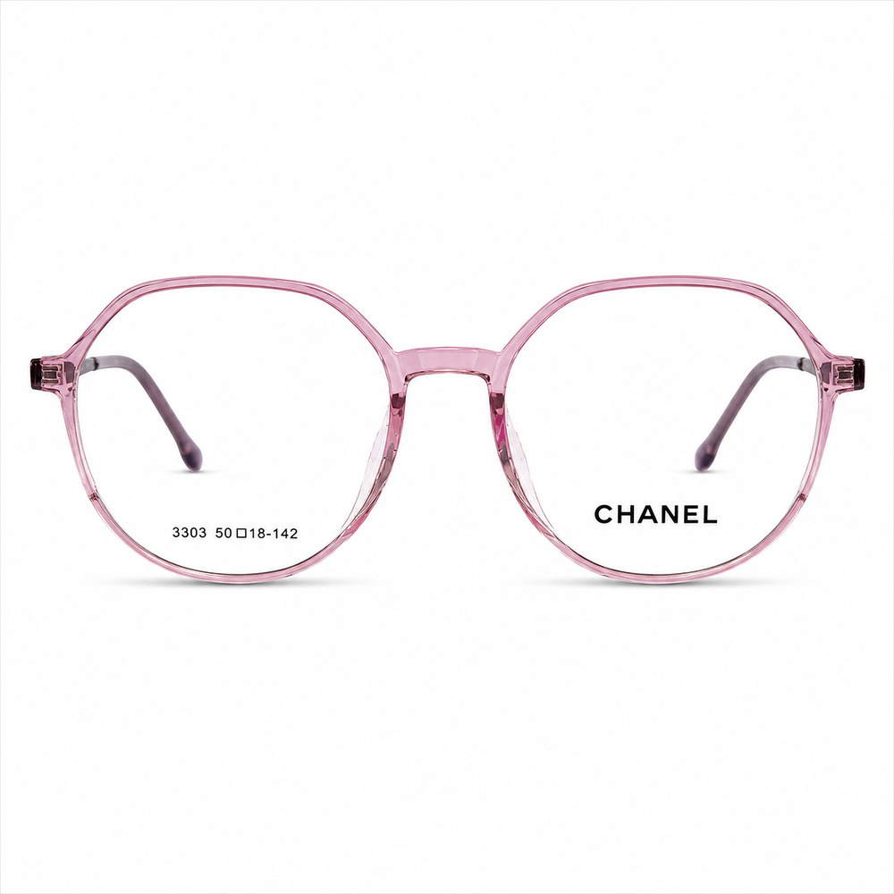 Soft Hexagonal Ladies Lightweight Transparent Pink Eyeglasses (2)