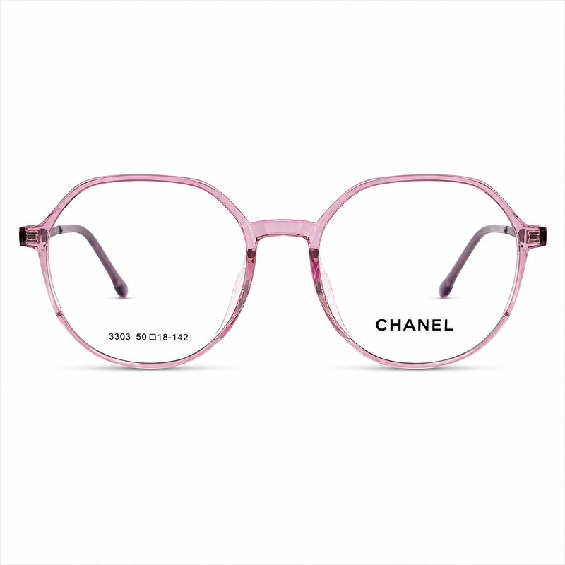 Soft Hexagonal Ladies Lightweight Transparent Pink Eyeglasses (2)