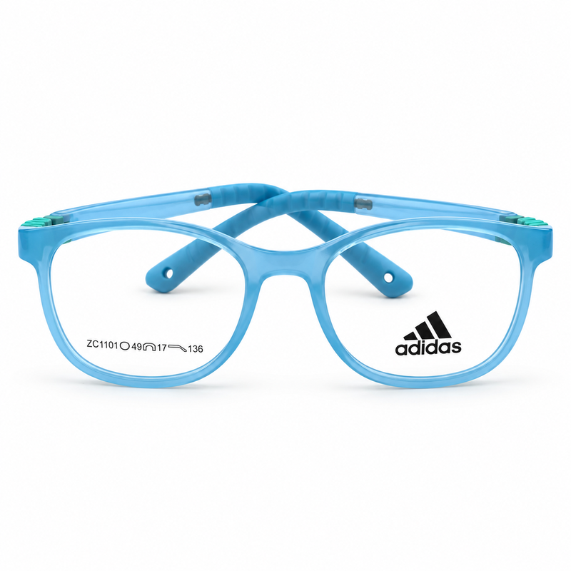 Adidas Zc1101 Light Blue Kids Round Prescription Eyeglasses Frame 3