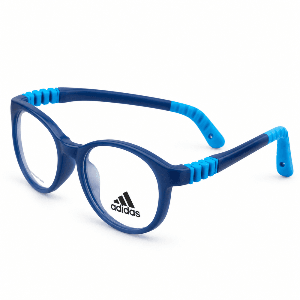 Adidas Zc1107 Dark Blue & Sky Blue Kids Round Prescription Eyeglasses Frame 2