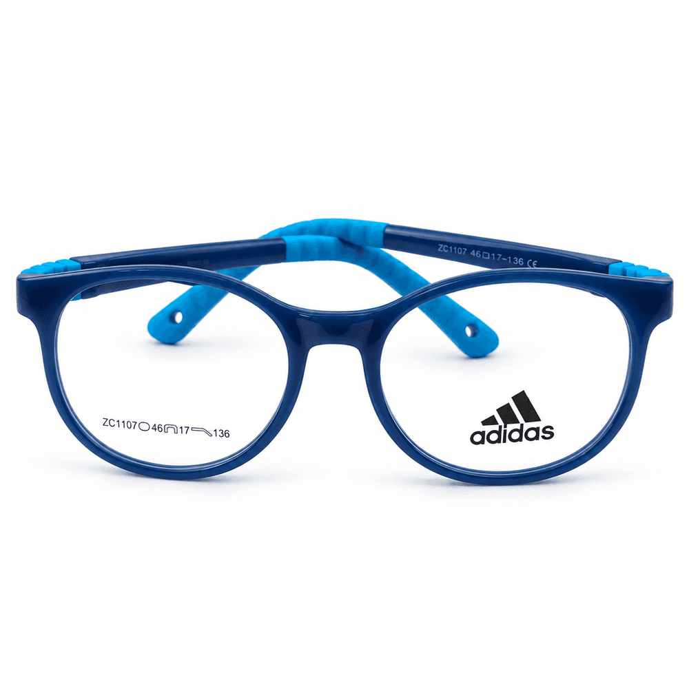 Adidas Zc1107 Dark Blue & Sky Blue Kids Round Prescription Eyeglasses Frame 3