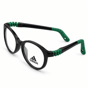 Adidas Zc1107 Glossy Black & Green Kids Round Prescription Eyeglasses Frame 1