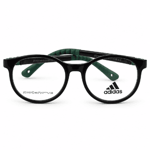 Adidas Zc1107 Glossy Black & Green Kids Round Prescription Eyeglasses Frame 3