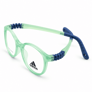 Adidas Zc1107 Transparent Green & Dark Blue Kids Round Prescription Eyeglasses Frame 1