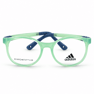 Adidas Zc1107 Transparent Green & Dark Blue Kids Round Prescription Eyeglasses Frame 2