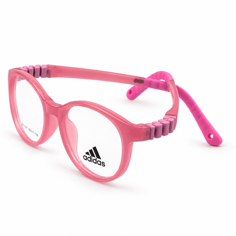 Adidas Zc1107 Transparent Pink Kids Round Prescription Eyeglasses Frame 2