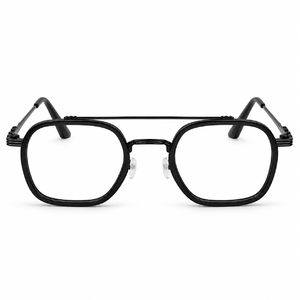 Black Double Bridge Square Prescription Eyeglasses Frame 1