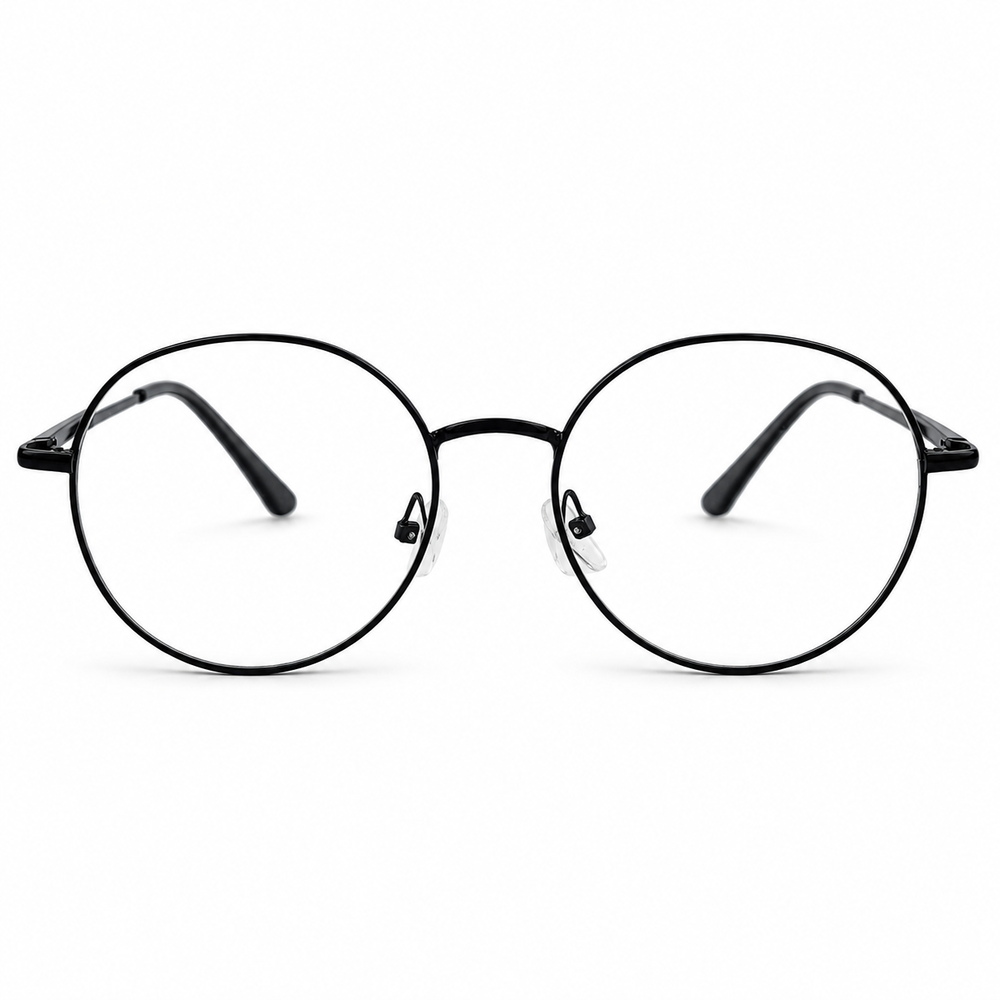 Black Round Metal Prescription Eyeglasses Frame 1