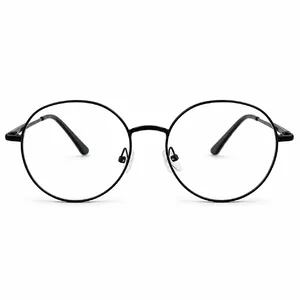 Black Round Metal Prescription Eyeglasses Frame 1