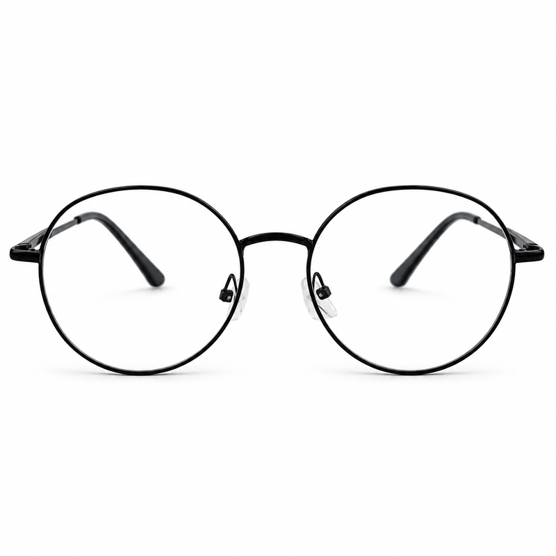 Black Round Metal Prescription Eyeglasses Frame 1