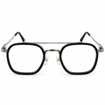 Black & Silver Double Bridge Square Prescription Eyeglasses Frame 1