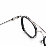 Black & Silver Double Bridge Square Prescription Eyeglasses Frame 4